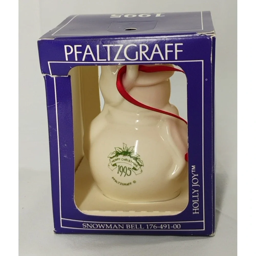 Vintage NEW 1995 Pfaltzgraff Holly Joy  Snowman Bell 5
